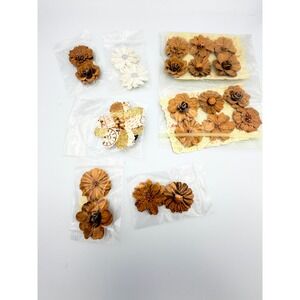 Prima Marketing Paper Flowers Lot Scrapbooking Embellishments BrownWhite Glitter